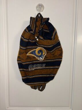 Rams Logo Knit Drawstring Backpack - Navy & Gold